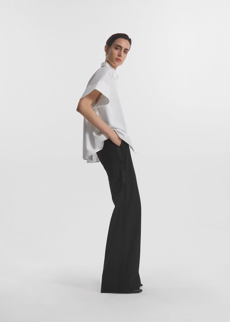 Boxy Short Sleeve Shirt in Cotton Poplin - White, image 4 of 5
