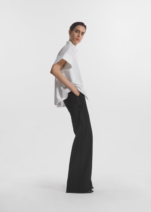 Boxy Short Sleeve Shirt in Cotton Poplin - White, image 4 of 5