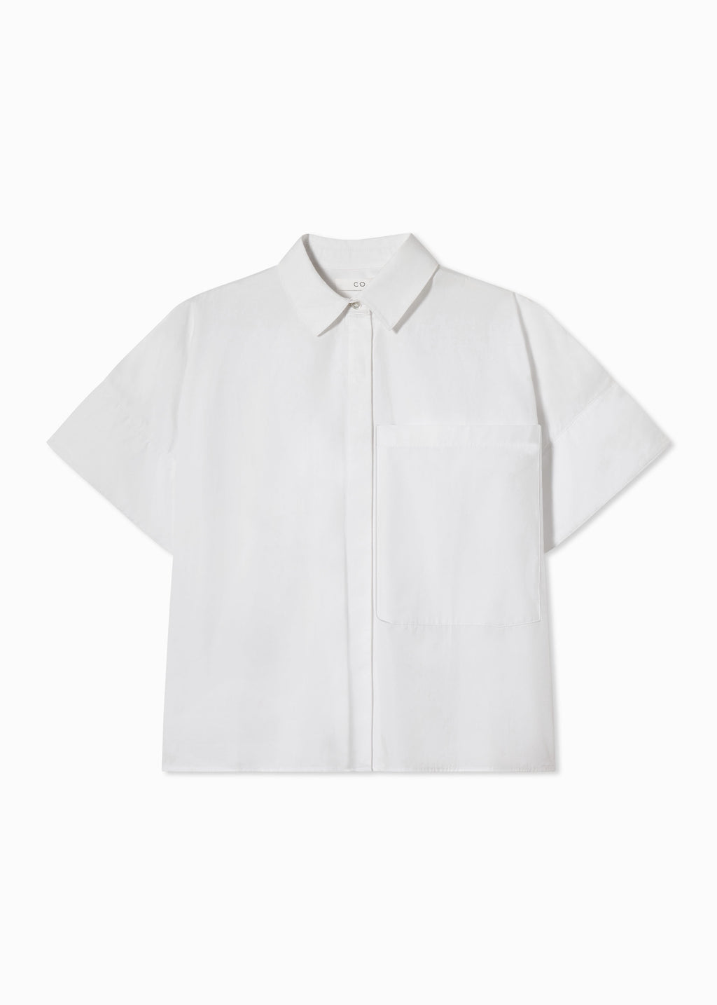Boxy Short Sleeve Shirt in Cotton Poplin - White - CO
