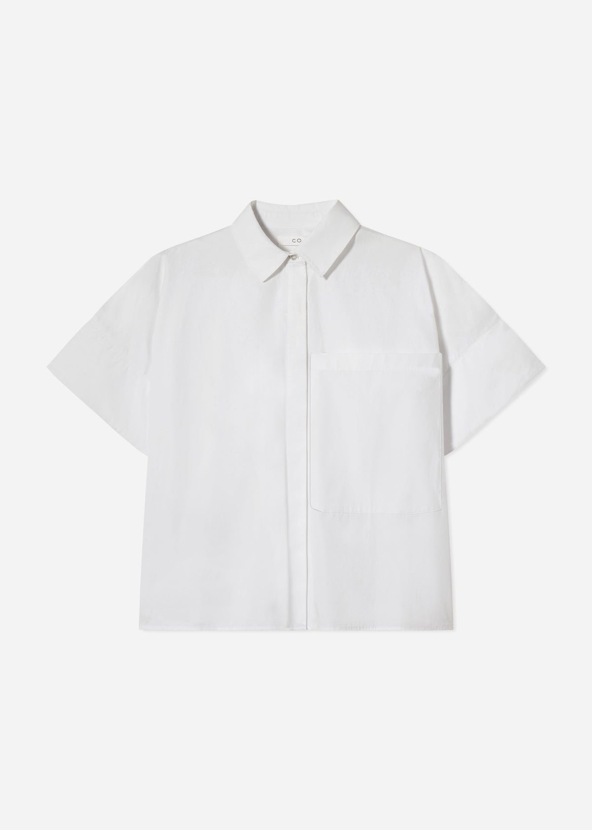 Boxy Short Sleeve Shirt in Cotton Poplin - White, image 5 of 5