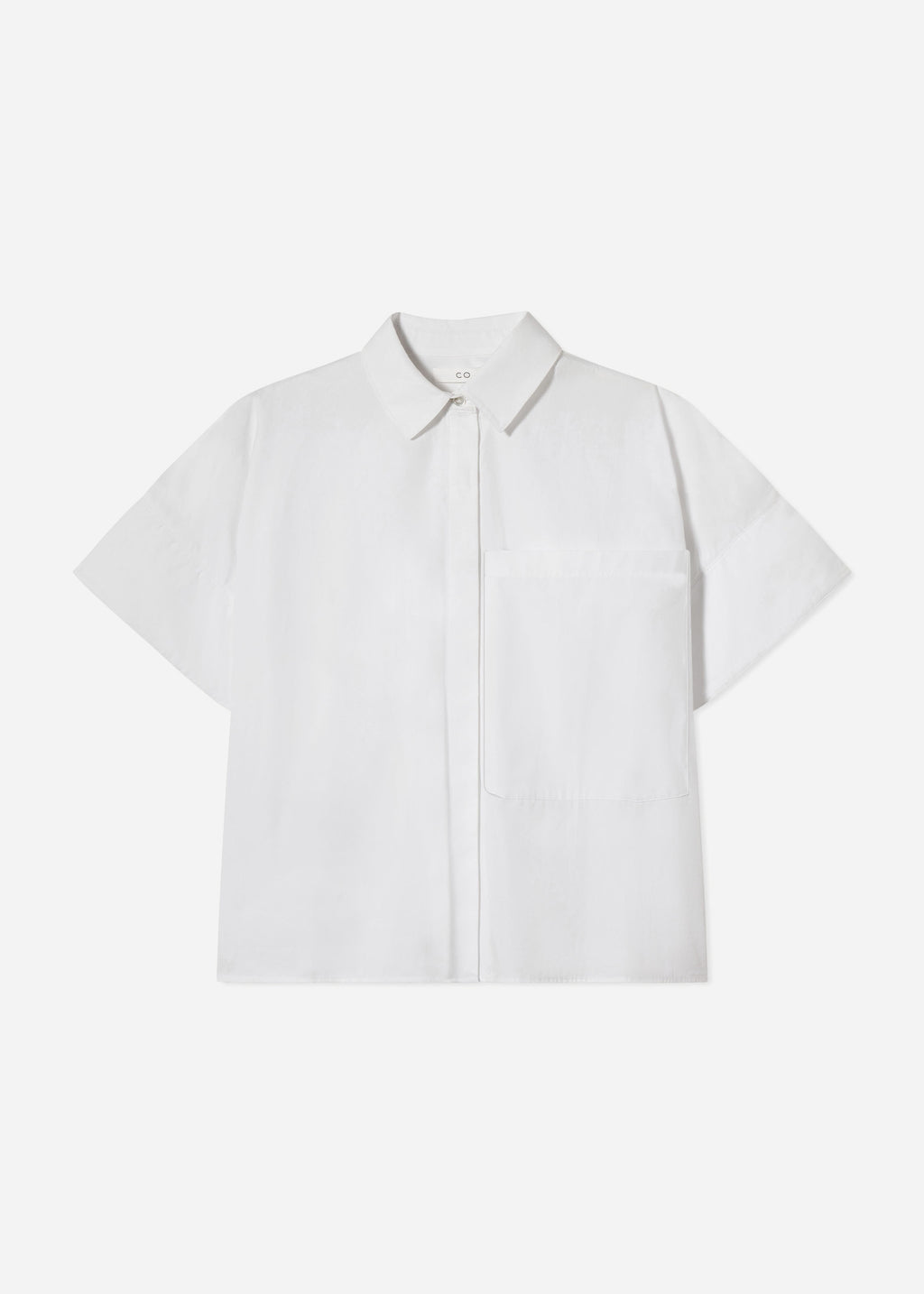 Boxy Short Sleeve Shirt in Cotton Poplin - White - CO