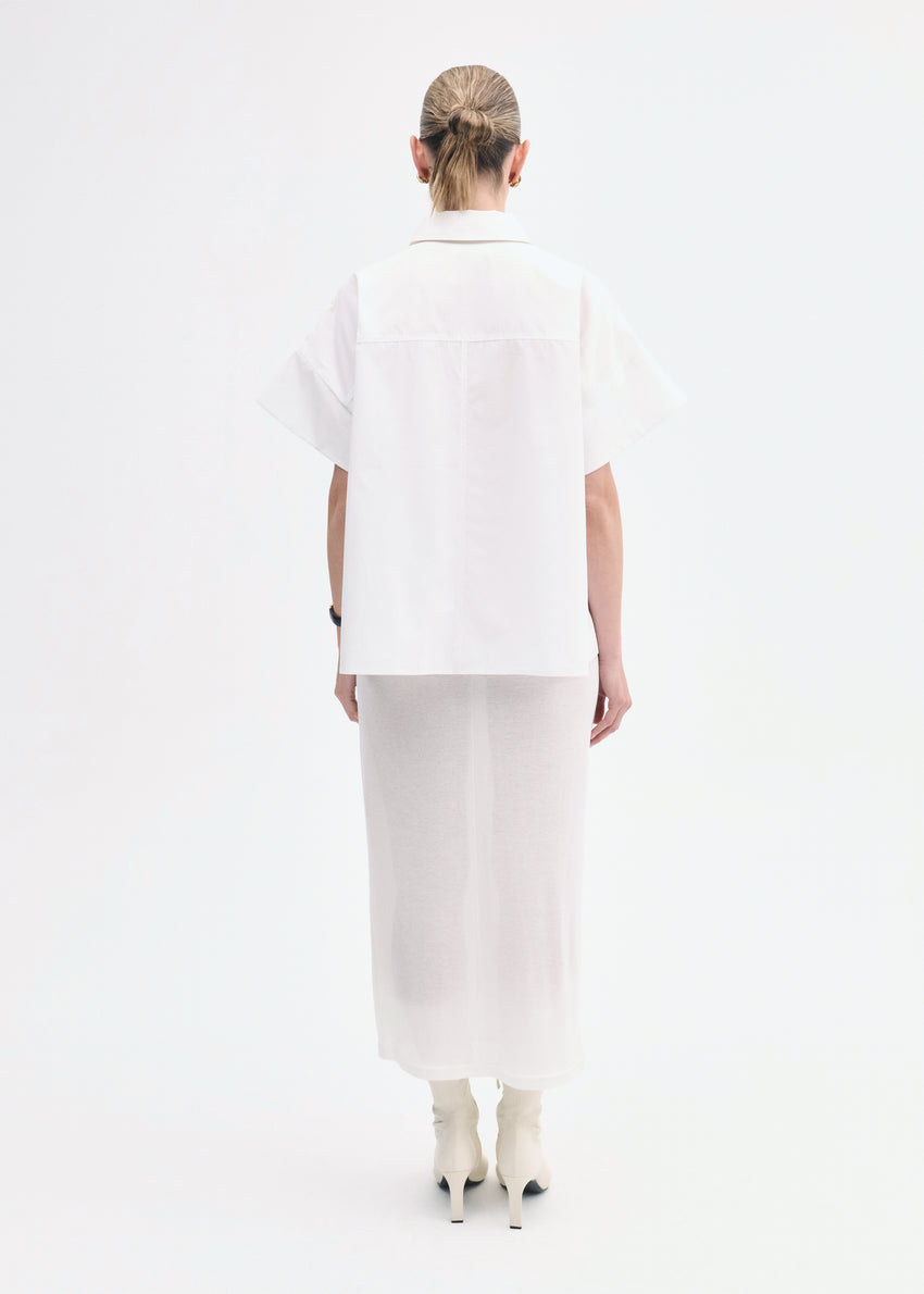 Boxy Short Sleeve Shirt in Cotton Poplin - White | CO