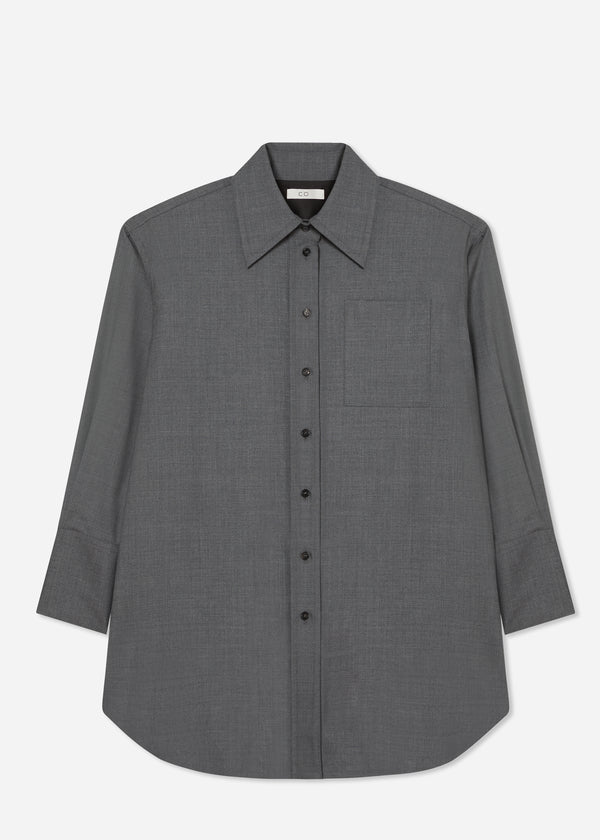 Overshirt in Melange Wool - Grey Melange - CO