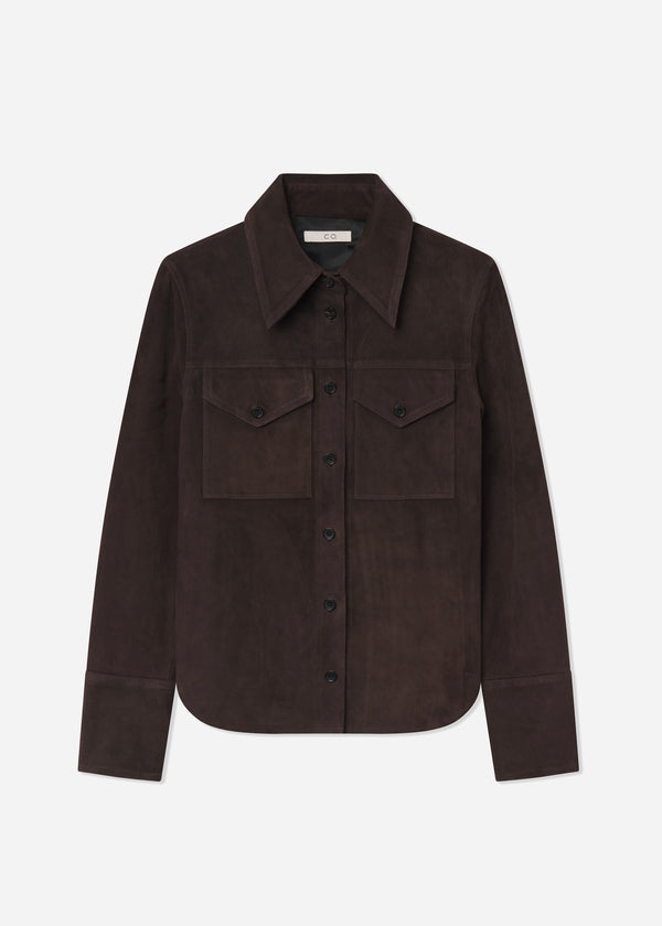 Western Shirt in Suede - Chocolate - CO