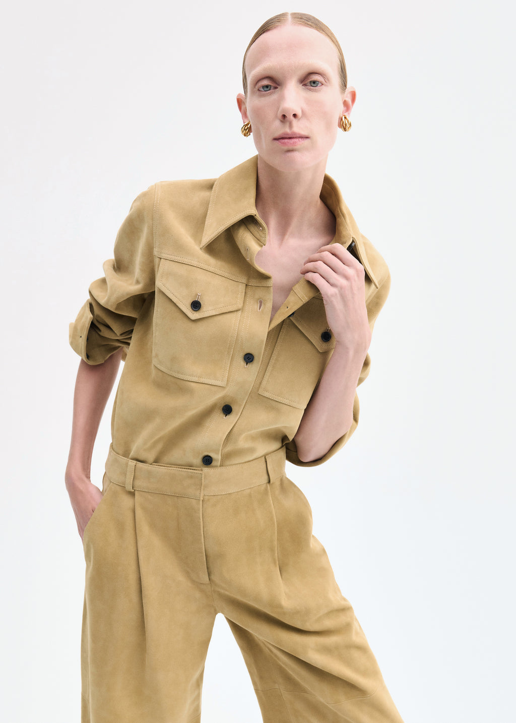Western Shirt in Suede - Camel - CO