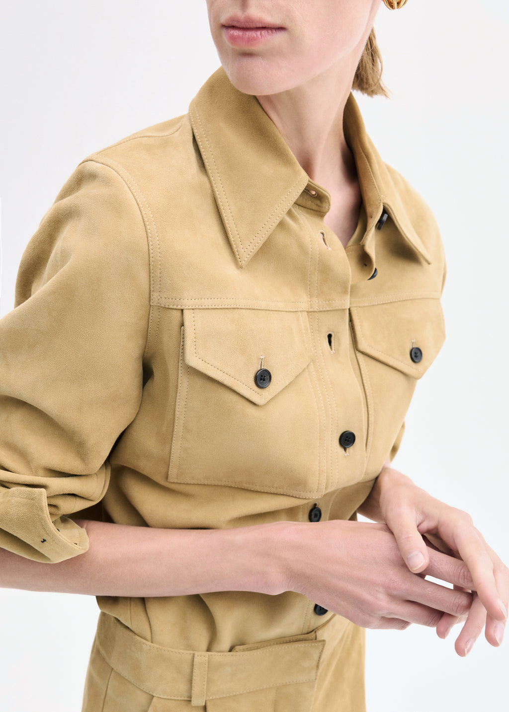 Western Shirt in Suede - Camel - CO