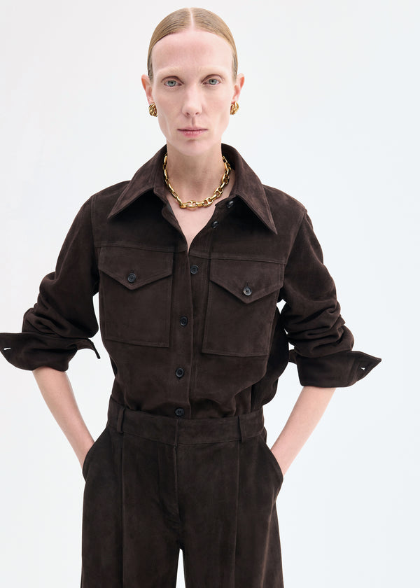 Western Shirt in Suede - Chocolate - CO