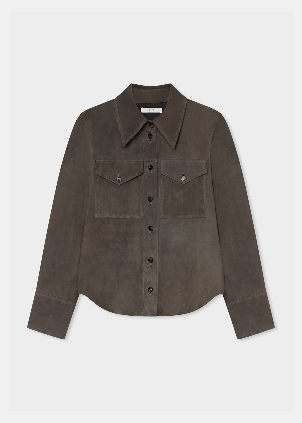 Button Down Shirt  in Suede - Charcoal - CO