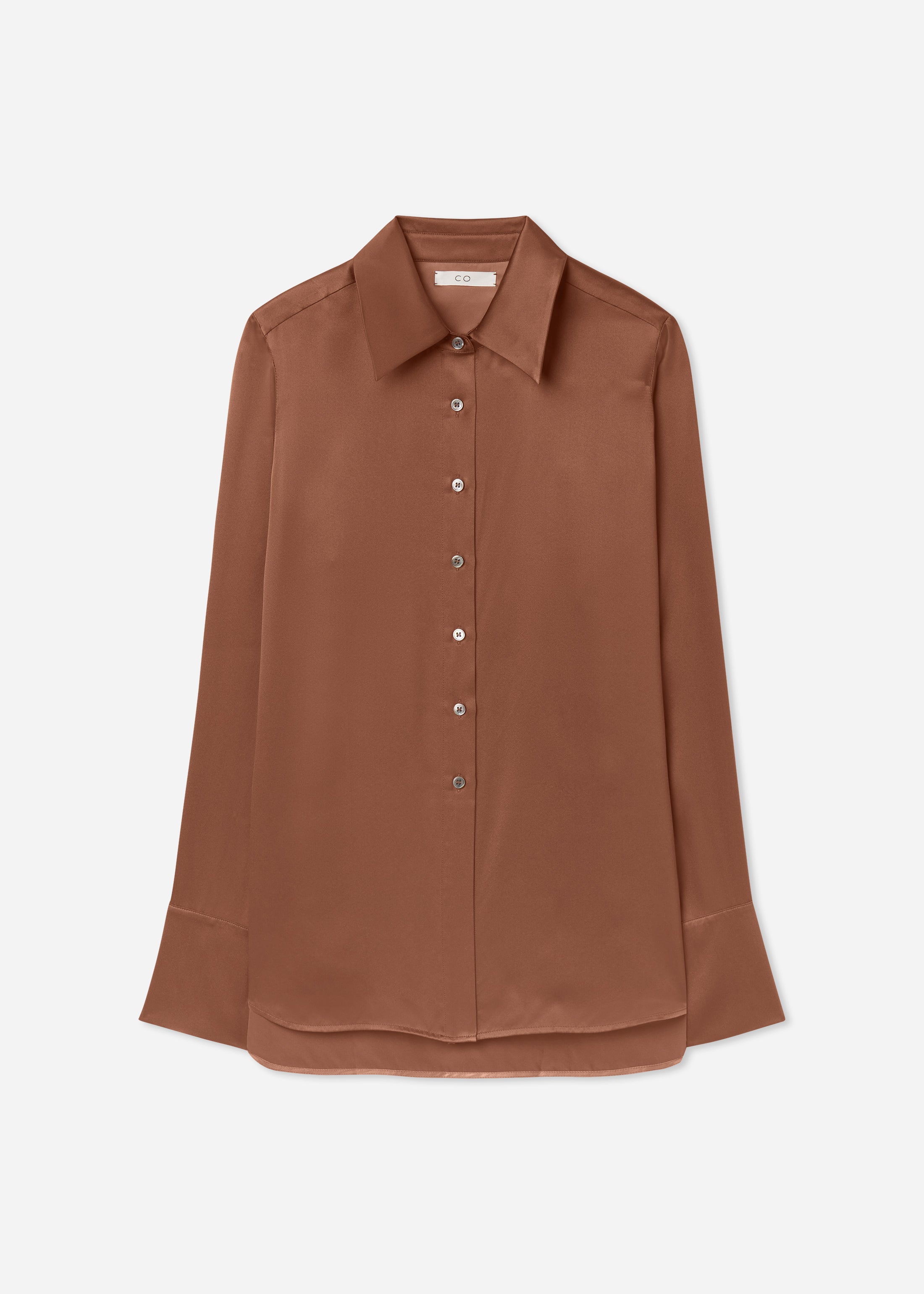 Button Down Shirt in Silk - Chocolate