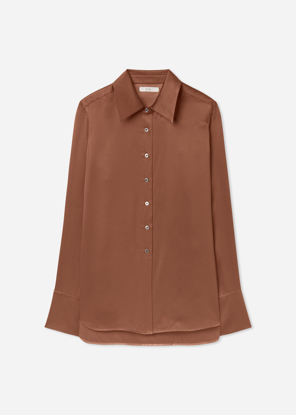Button Down Shirt in Silk - Chocolate - CO