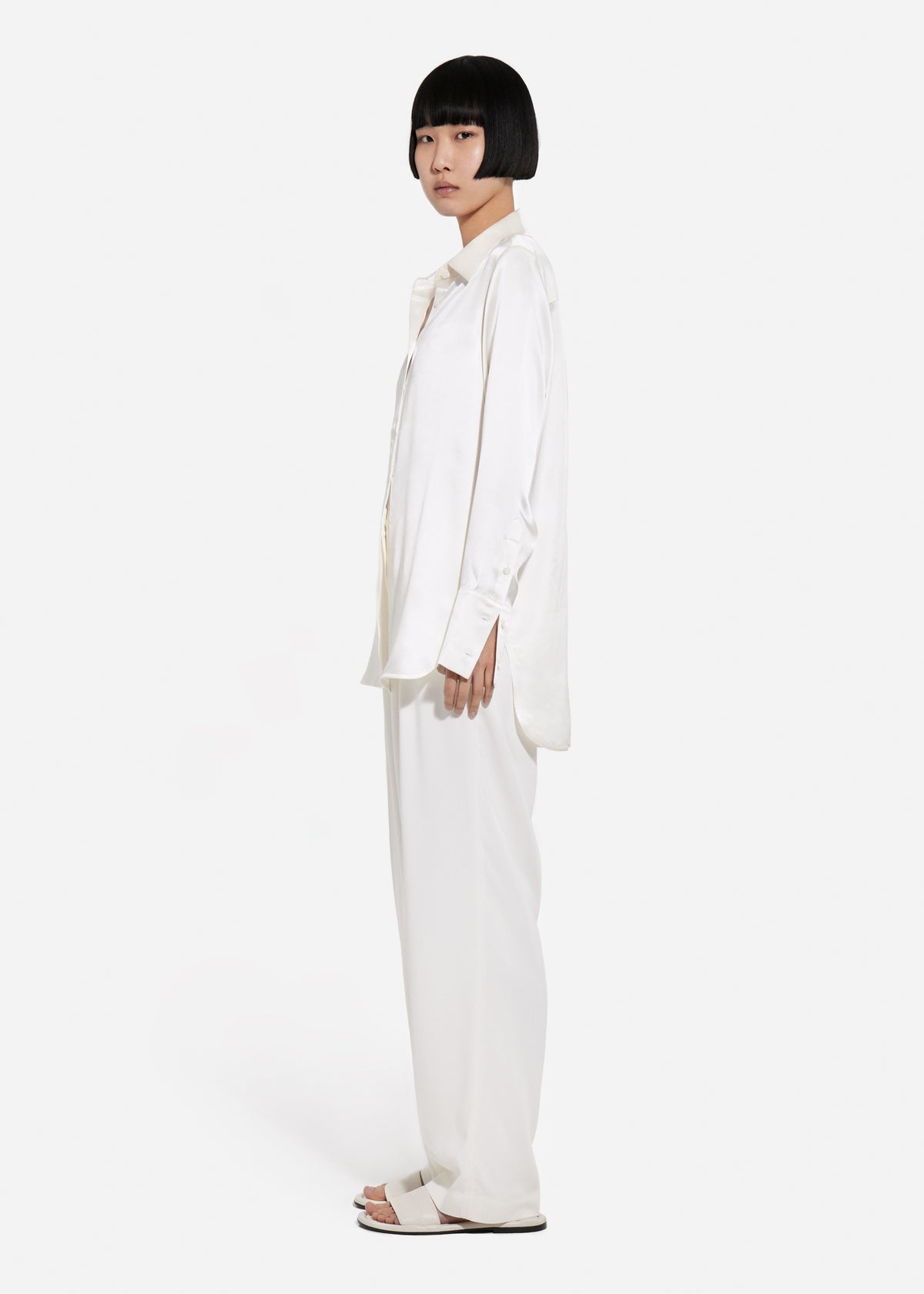 Button Down Shirt in Silk - Ivory, image 2 of 4