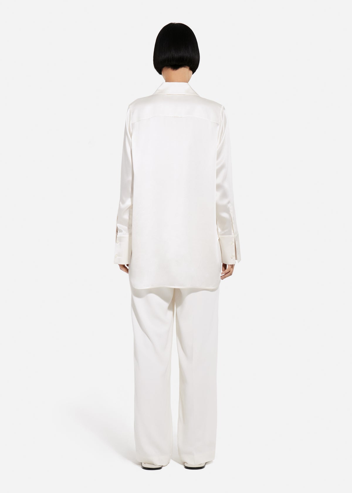 Button Down Shirt in Silk - Ivory, image 3 of 4