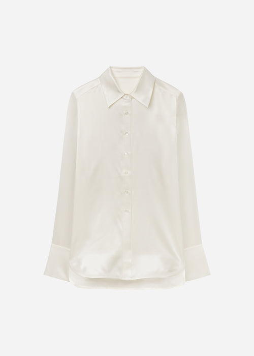 Button Down Shirt in Silk - Ivory - CO