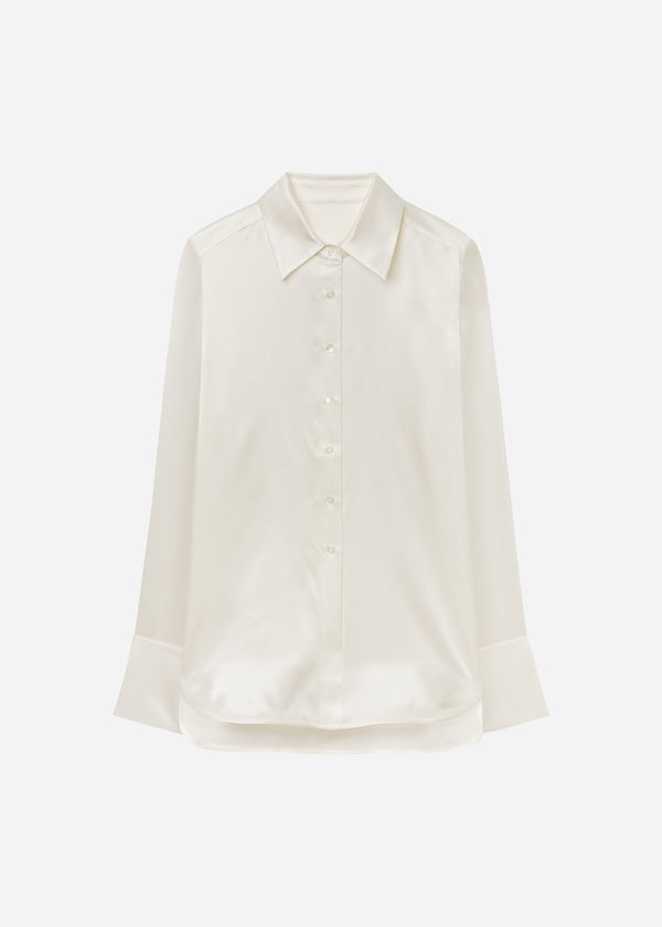 Button Down Shirt in Silk - Ivory - CO