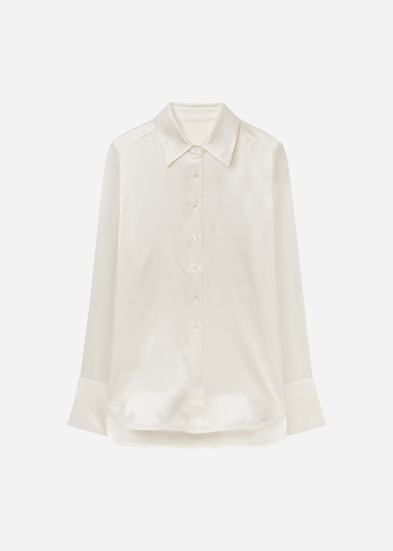 Button Down Shirt in Silk - Ivory - CO