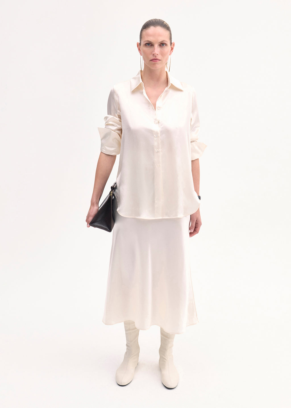 Silk Button Down Shirt - Ivory - CO