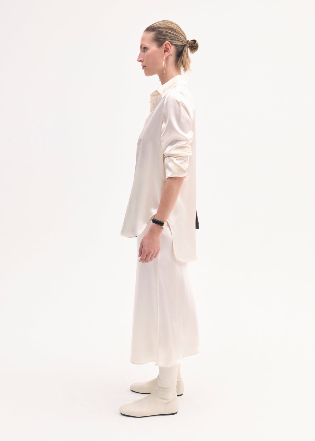 Silk Button Down Shirt - Ivory - CO
