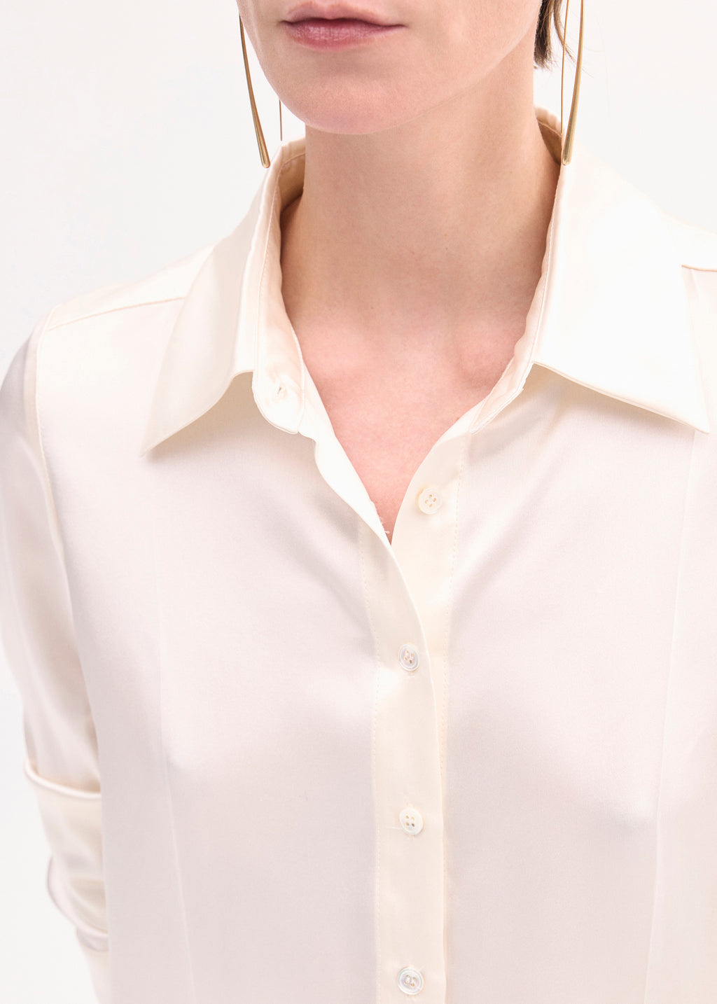 Button Down Shirt in Silk - Ivory - CO