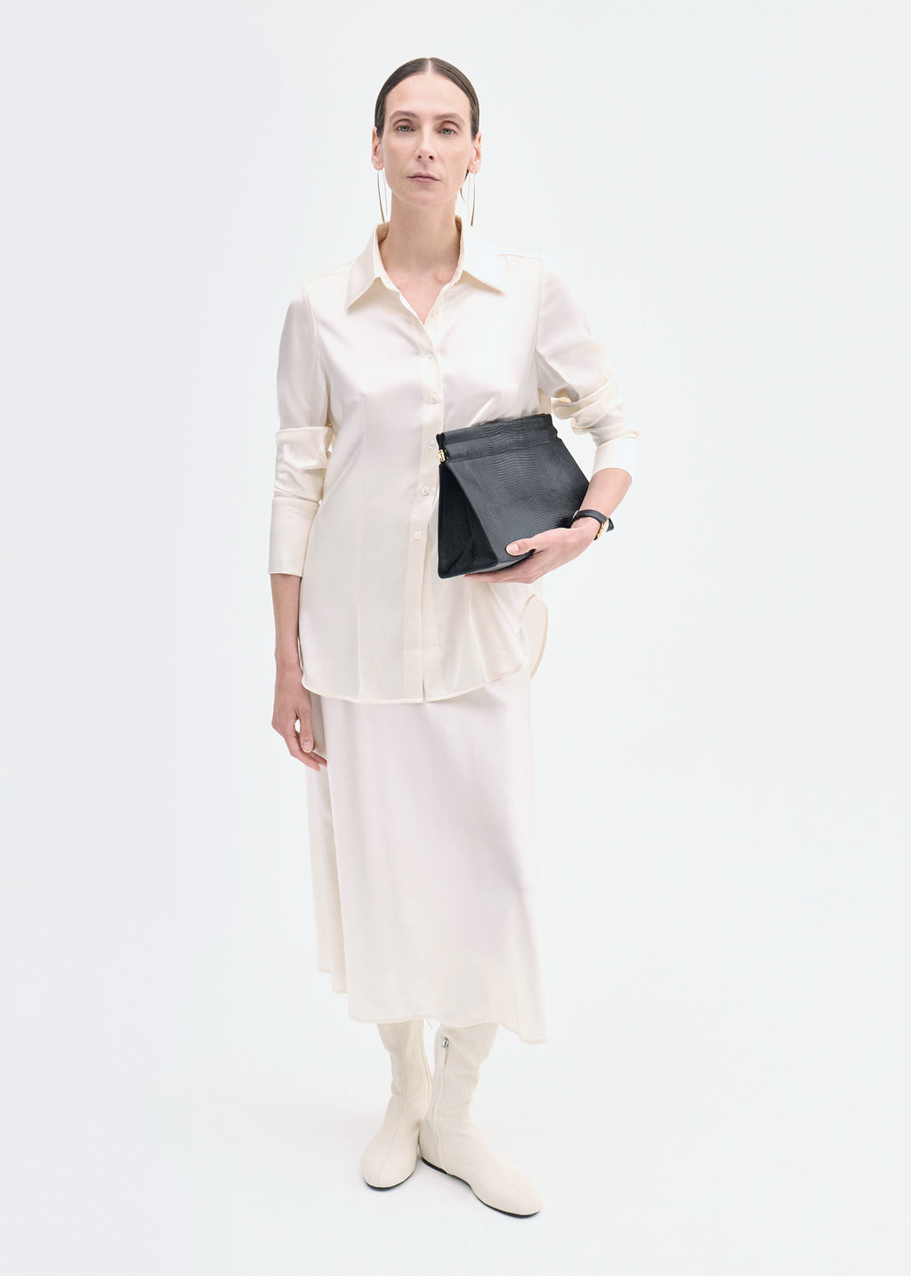 Bias Cut Slip Skirt in Silk - Ivory - CO