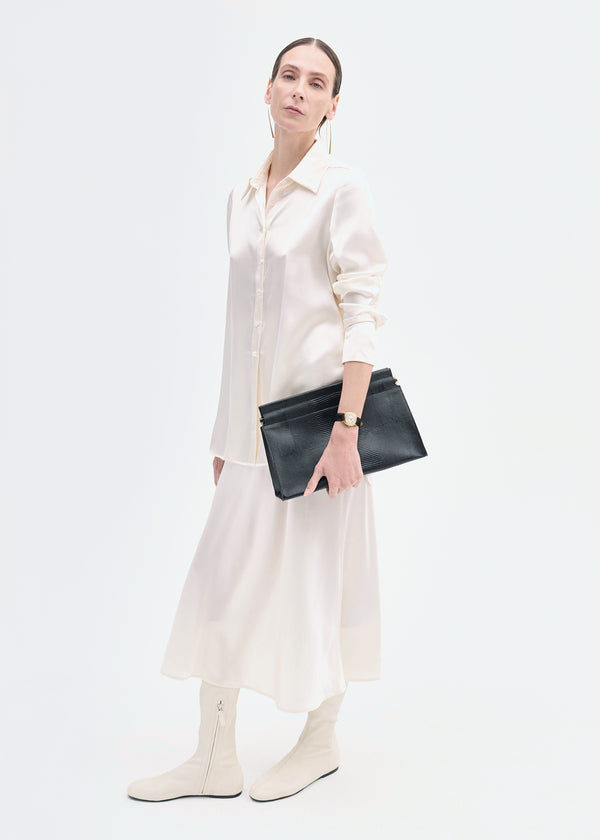 Bias Cut Slip Skirt in Silk - Ivory - CO