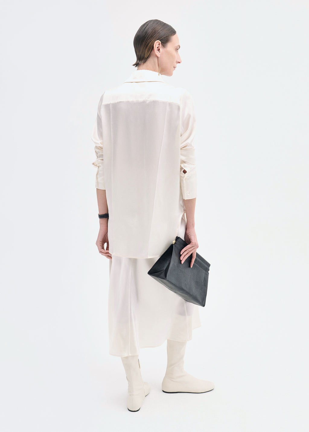 Bias Cut Slip Skirt in Silk - Ivory - CO