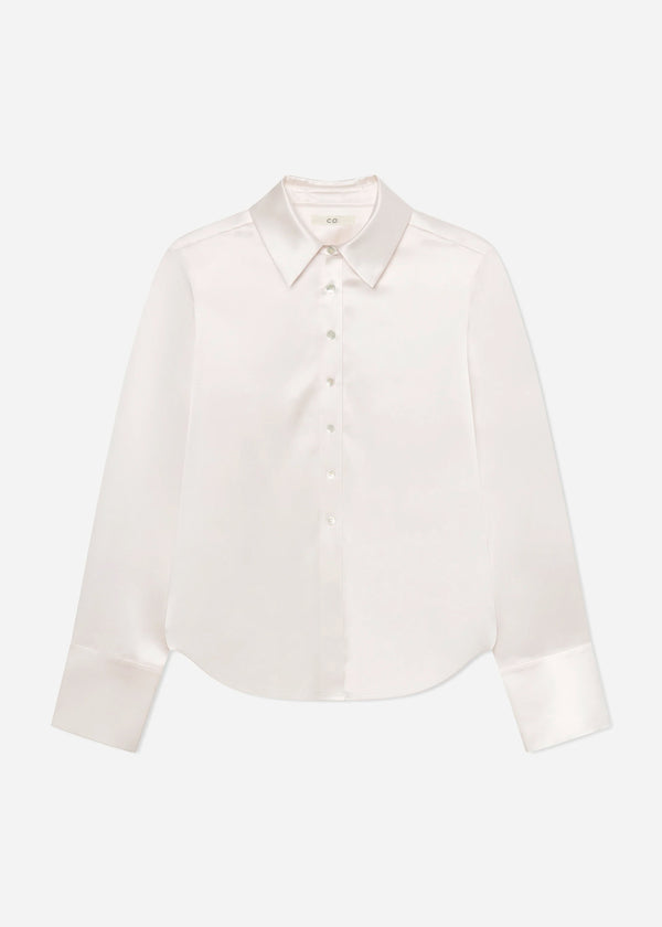 Button Down Shirt in Silk - Ivory - CO