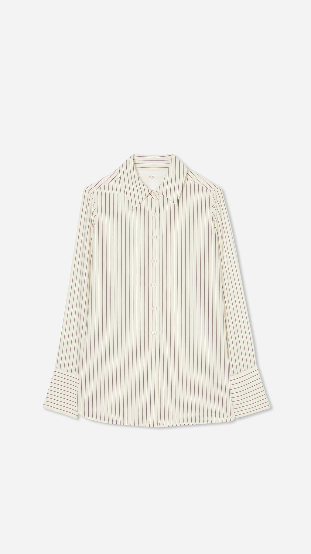 Collared Shirt in Silk - Stripe - CO