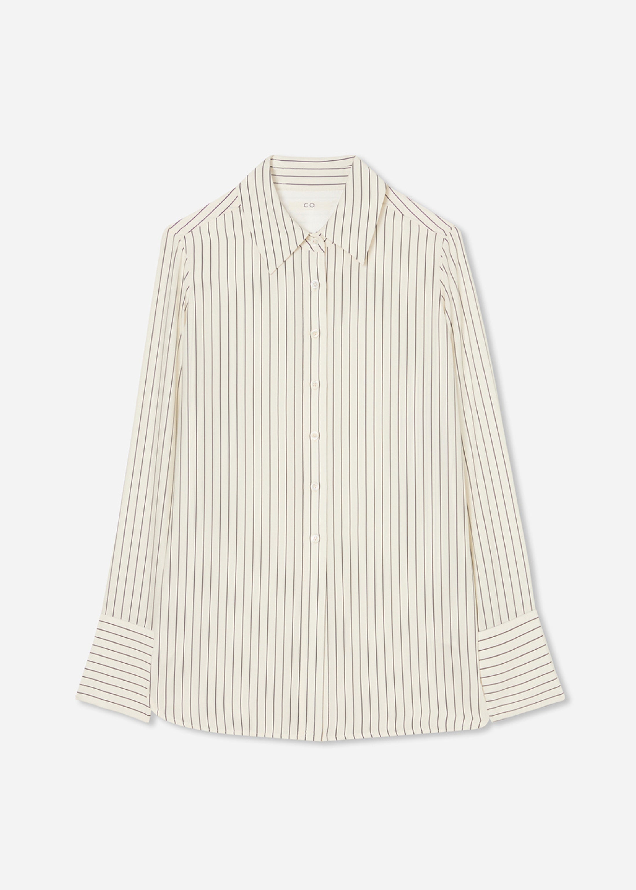 Collared Button Down Shirt in Silk - Stripe