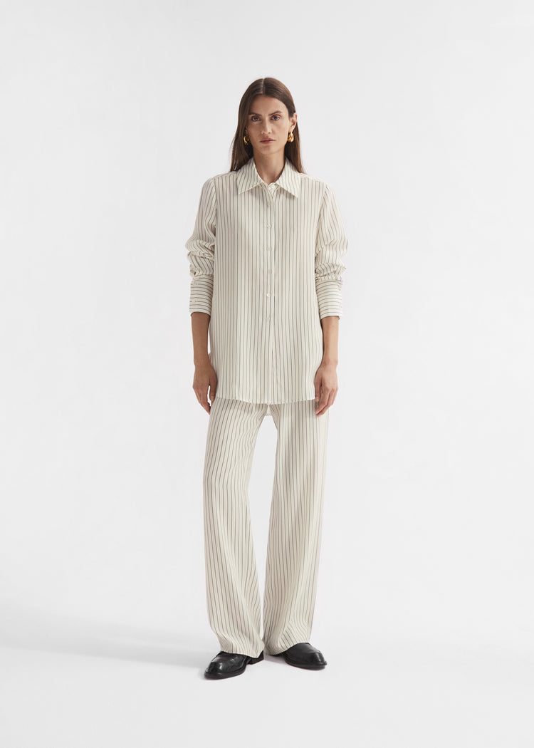 Button Down Shirt in Silk - Stripe, image 1 of 4