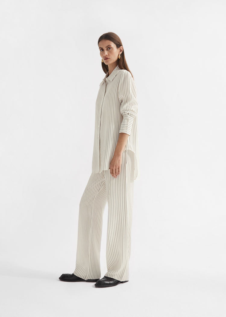 Button Down Shirt in Silk - Stripe, image 2 of 4