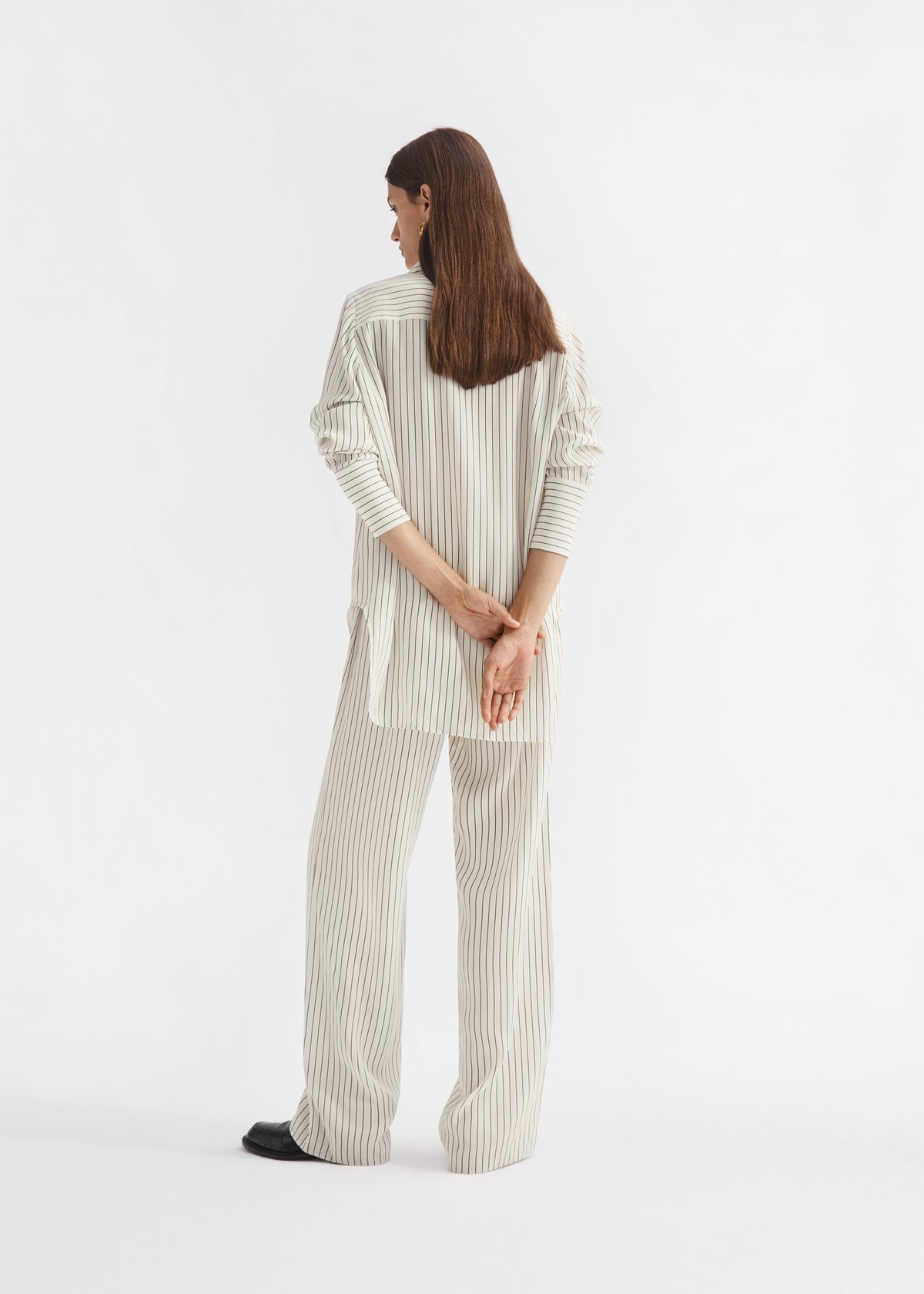 Button Down Shirt in Silk - Stripe, image 3 of 4