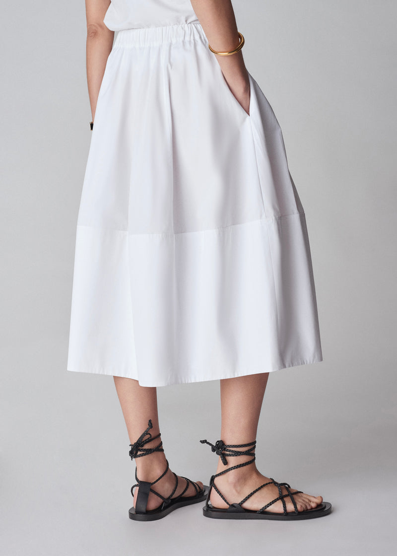 Full Skirt in Cotton Poplin - White - CO