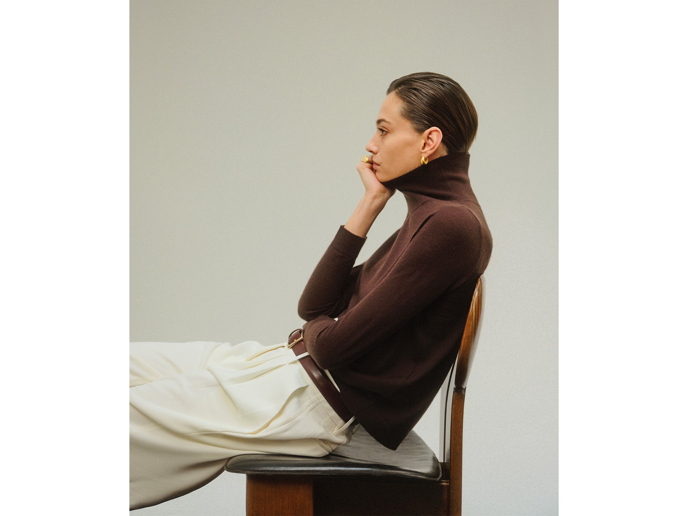 T-Shirt in Fine Cashmere - Chocolate