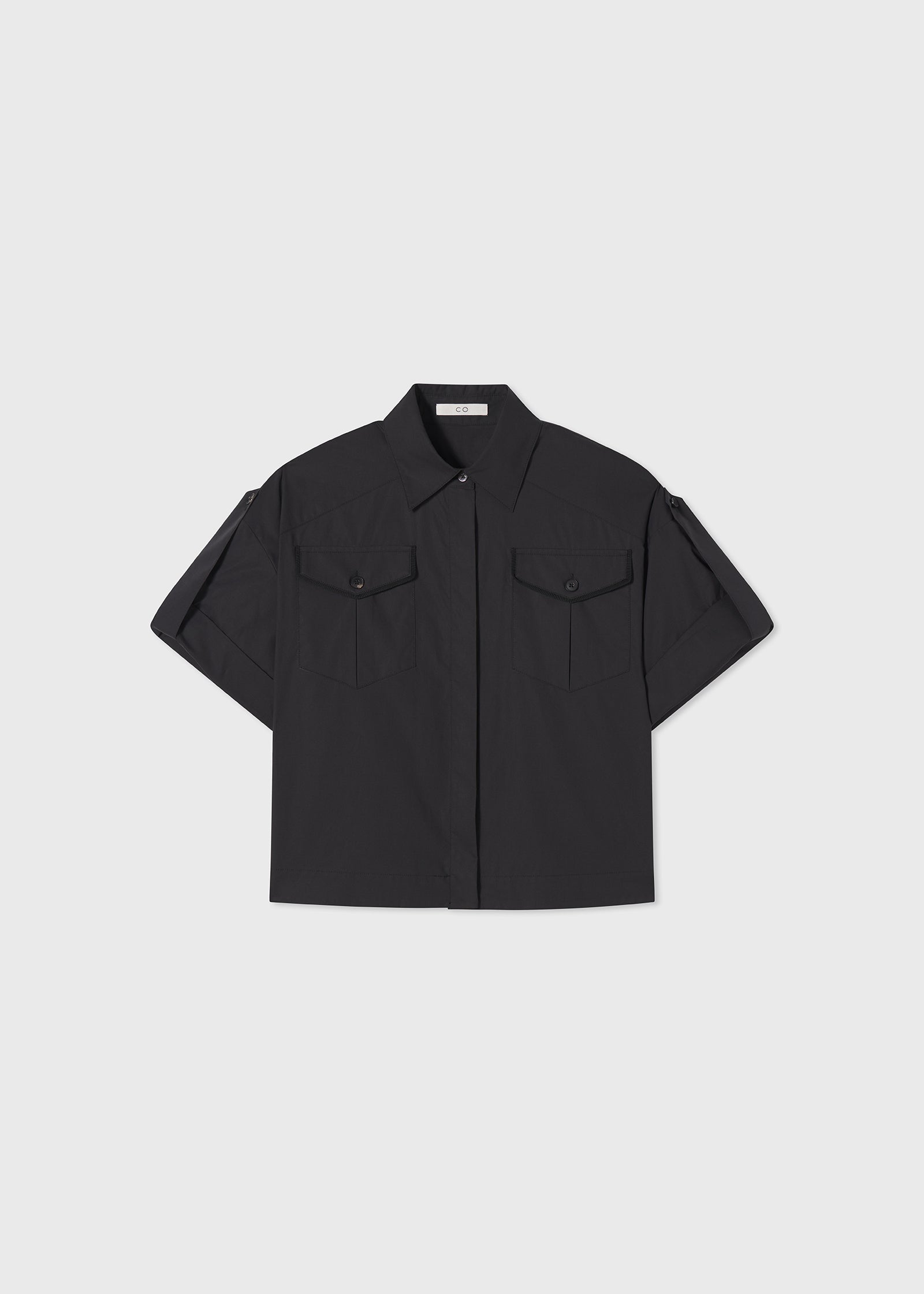 Short Sleeve Safari Shirt in Cotton - Black - CO Collections
