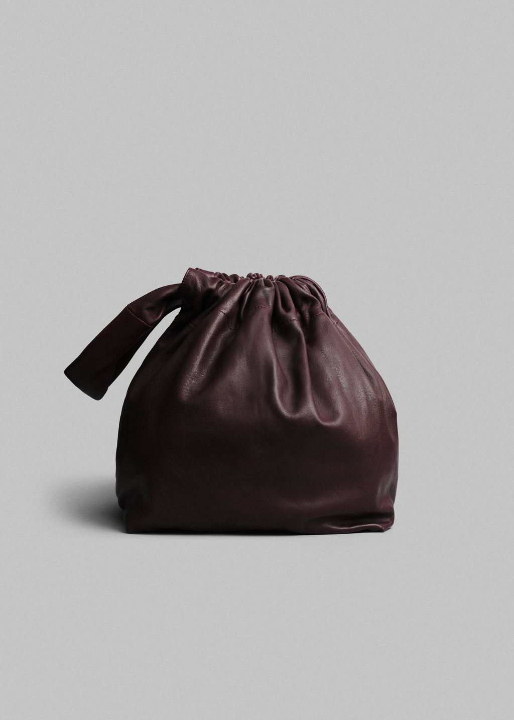 Small Drawstring Bag in Leather - Bordeaux - CO