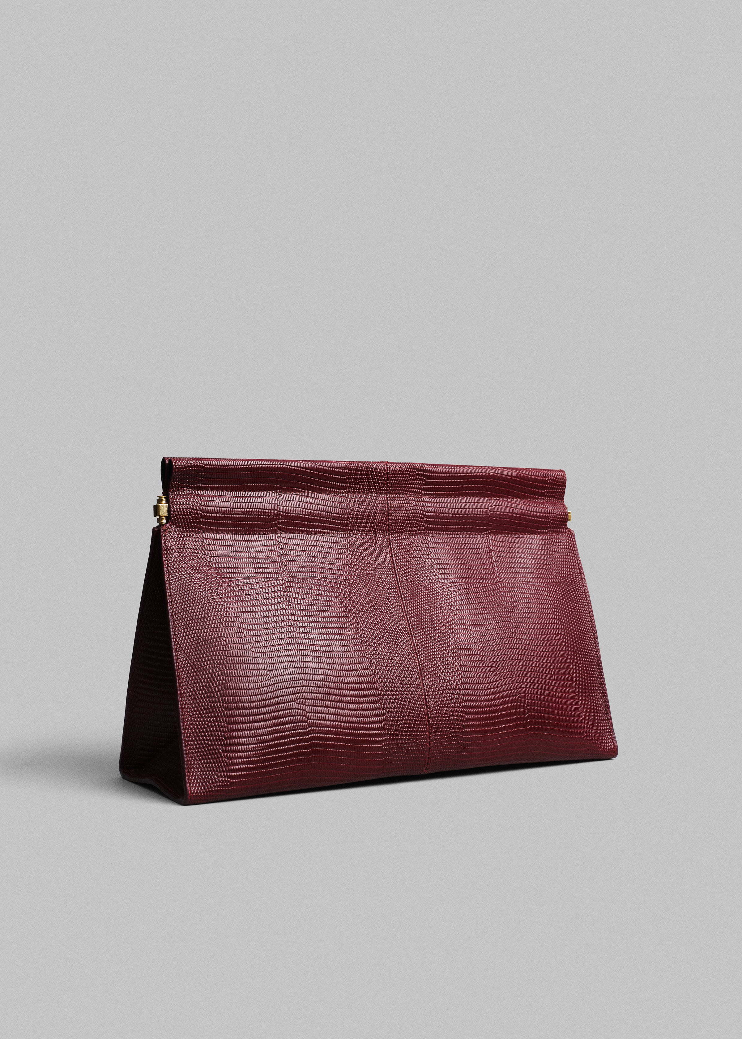 Medium Leather Clutch - Burgundy