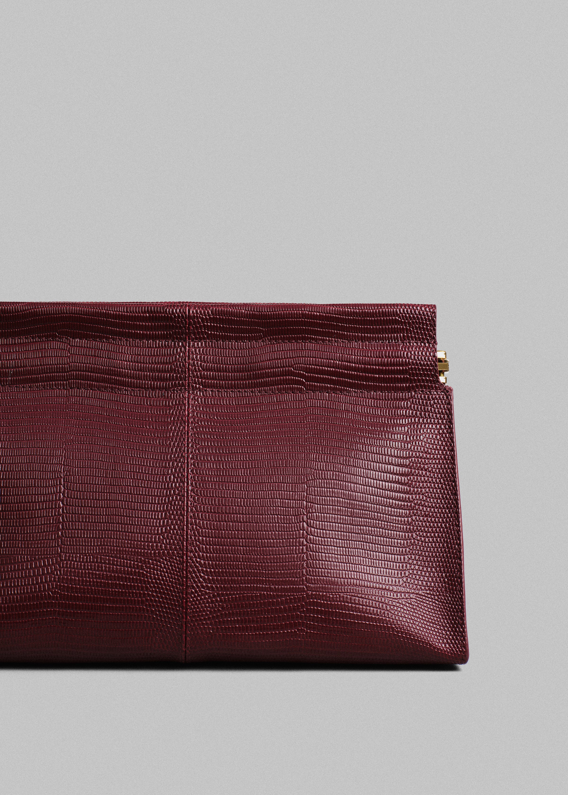 Medium Leather Clutch - Burgundy