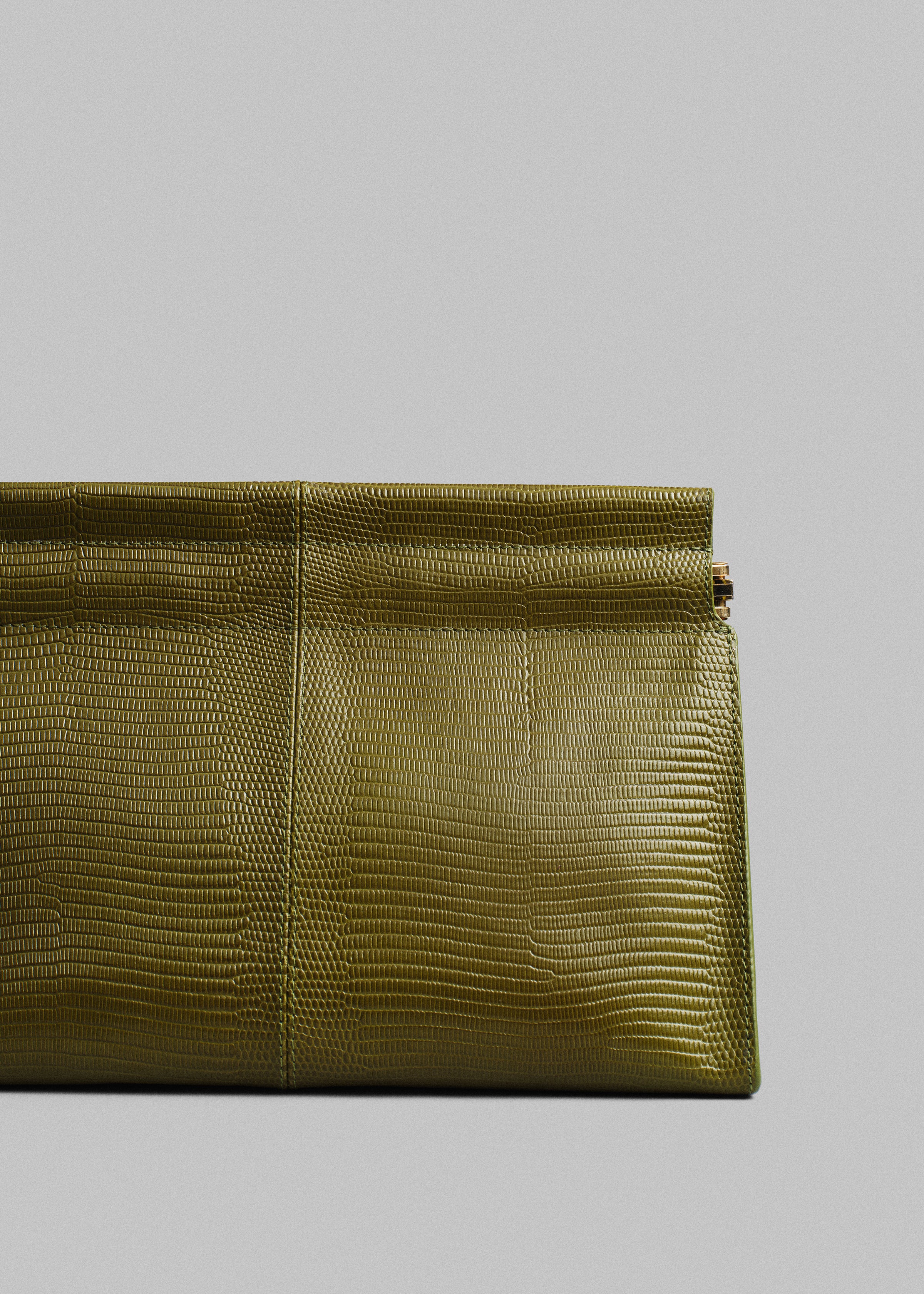 Small Leather Clutch in Olive - Olive