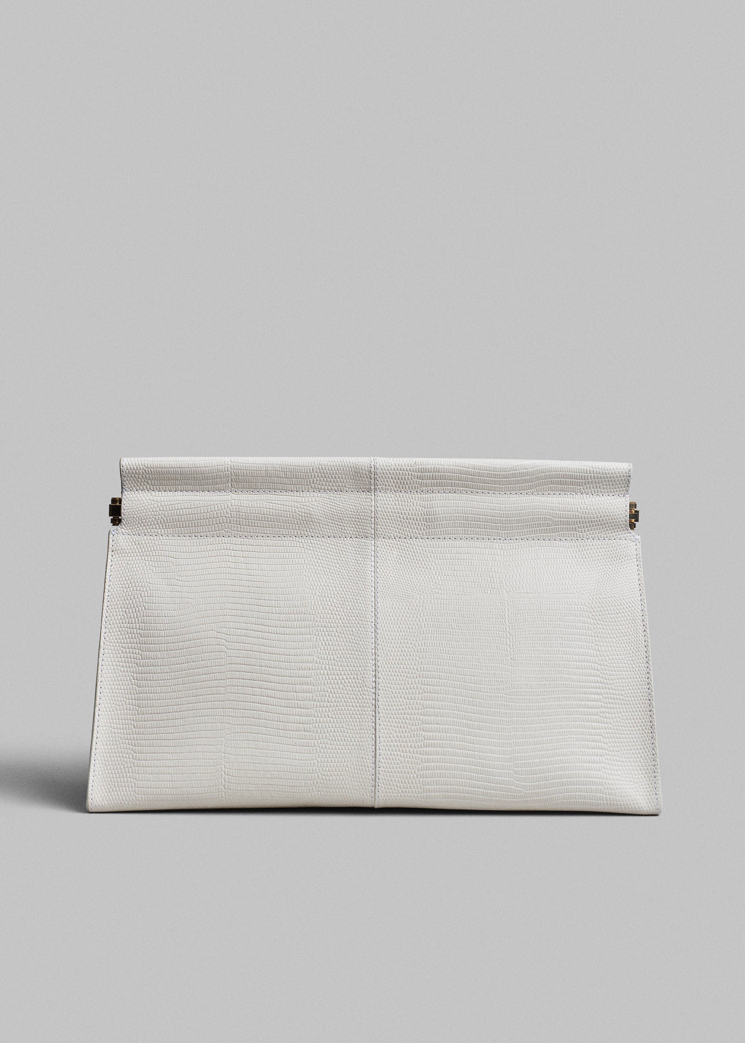 Medium Leather Clutch - Ivory