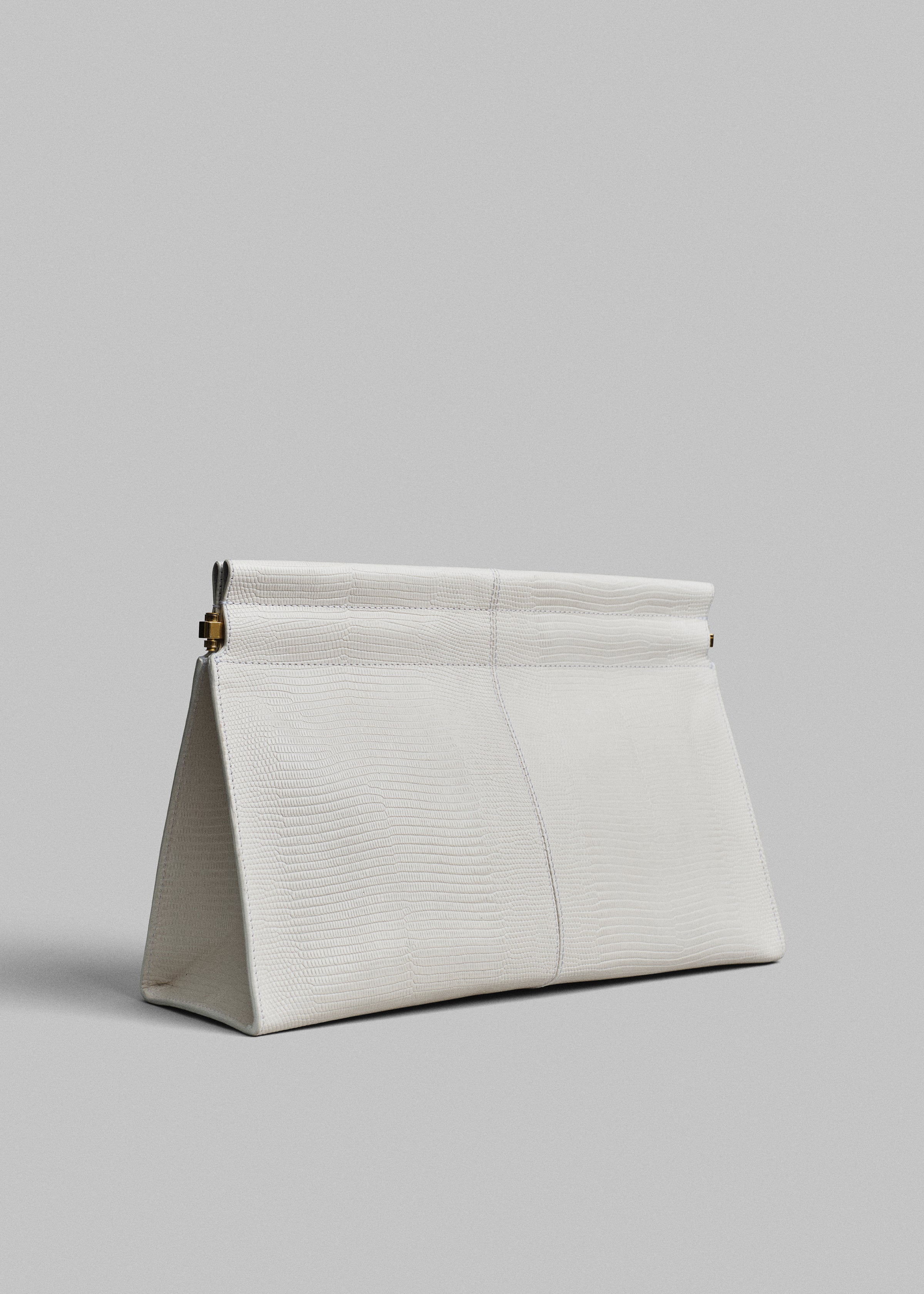 Medium Leather Clutch - Ivory