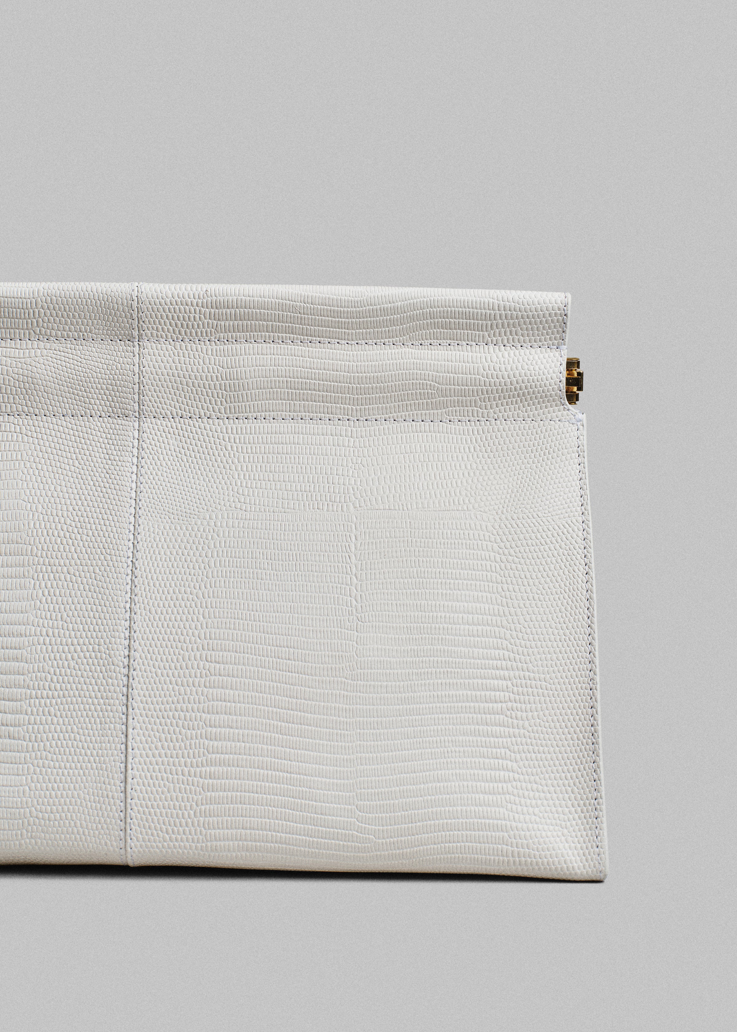 Medium Leather Clutch - Ivory