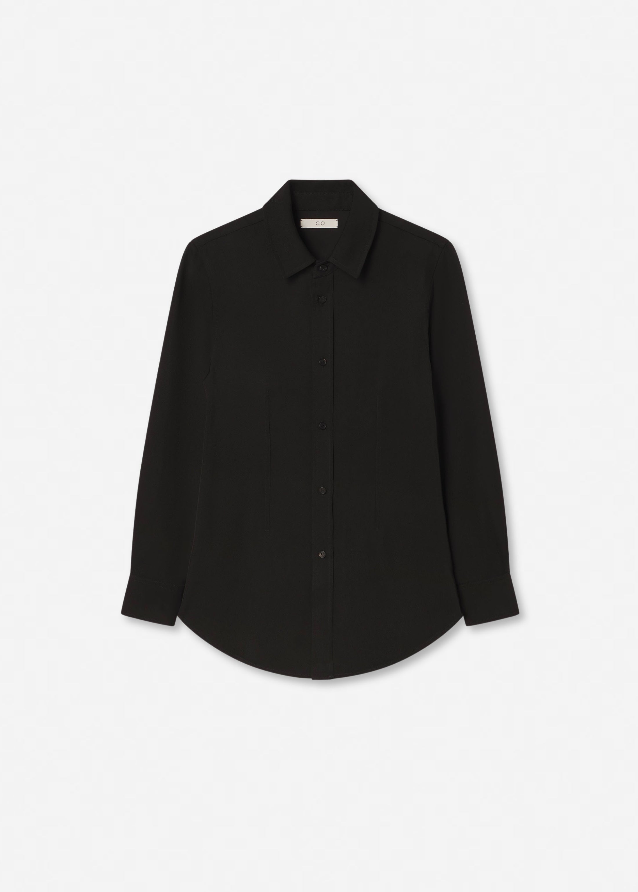 Fitted Collared Shirt in Viscose Twill - Black