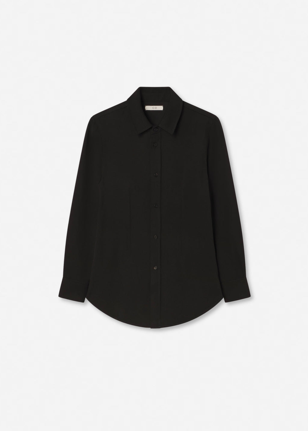 Fitted Collared Shirt in Viscose Twill - Black - CO