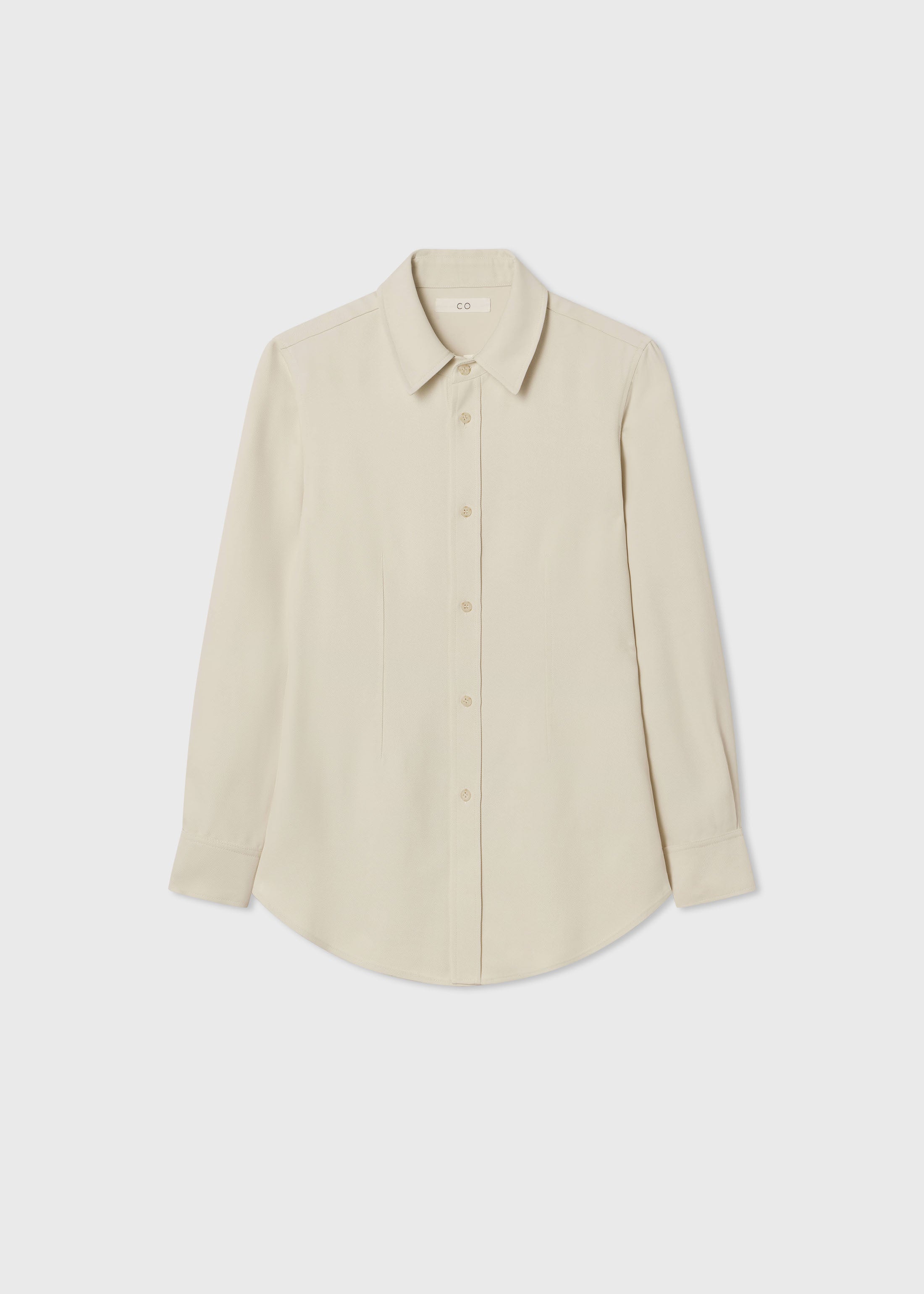 Fitted Collared Shirt in Viscose Twill - Pearl