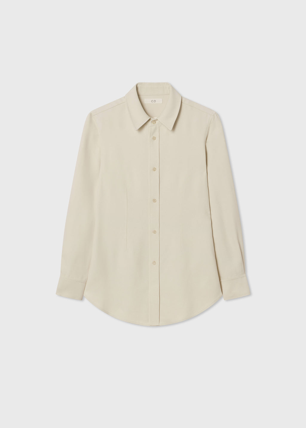 Fitted Collared Shirt in Viscose Twill - Pearl - CO