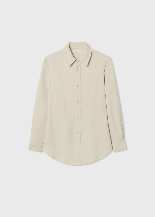 Fitted Collared Shirt in Viscose Twill - Pearl - CO