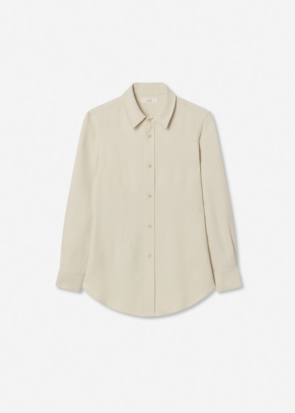 Fitted Collared Shirt in Viscose Twill - Pearl - CO