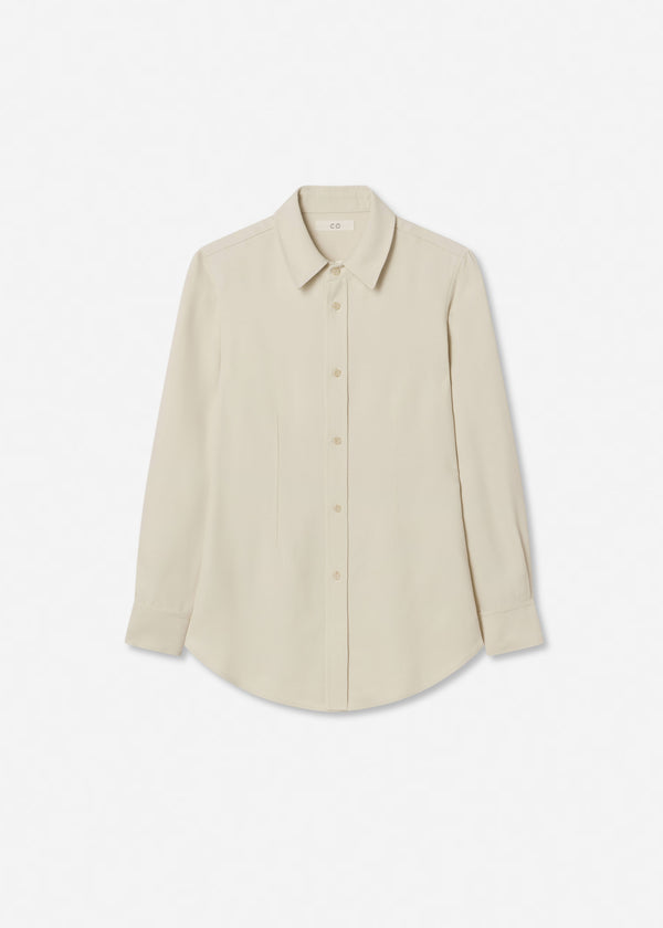 Fitted Collared Shirt in Viscose Twill - Pearl - CO