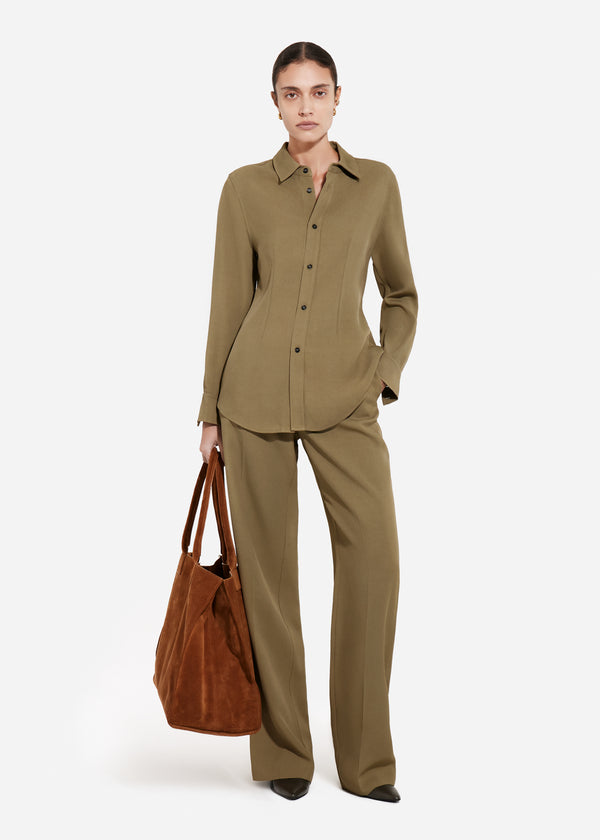Tailored Straight-Leg Trouser in Viscose Twill - Aloe - CO