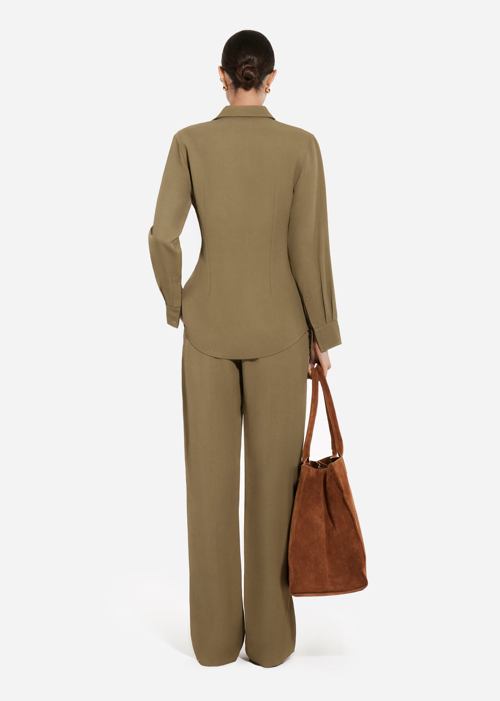 Tailored Straight-Leg Trouser in Viscose Twill - Aloe - CO